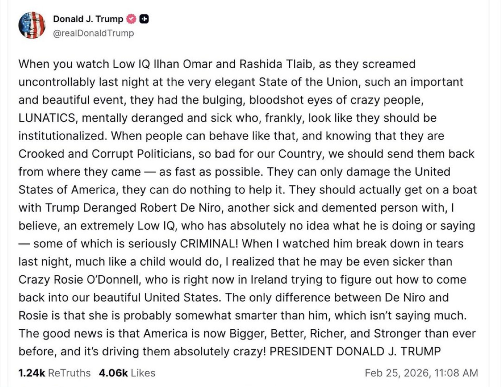 توییت ترامپ در تروث سوشال