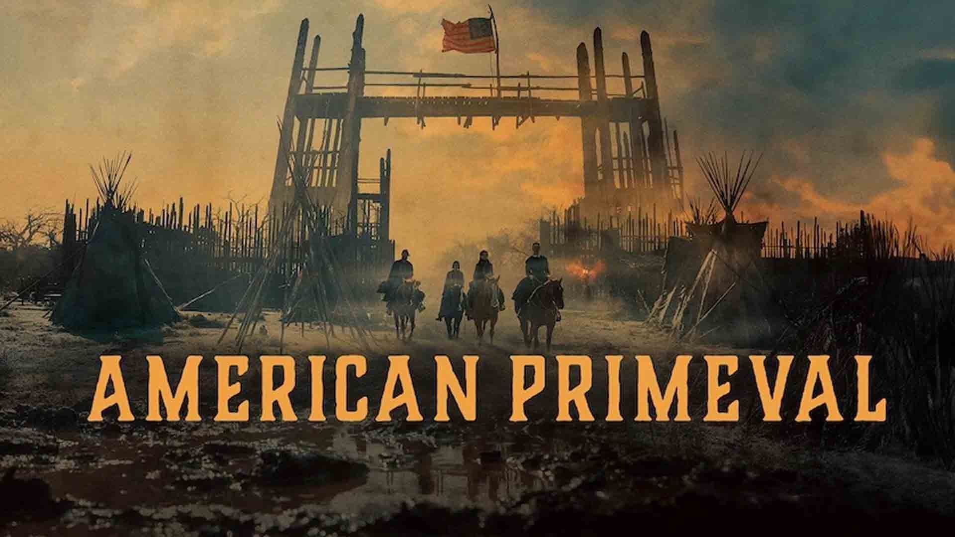 چند شخصیت با اسب در سریال American Primeval از دروازه دور می‌شوند