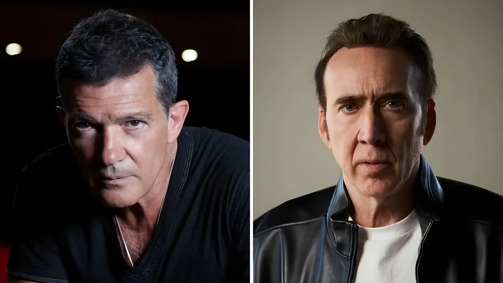 چهره‌های آنتونیو باندراس (Antonio Banderas) و نیکلاس کیج (Nicolas Cage) در دو نمای مجزا