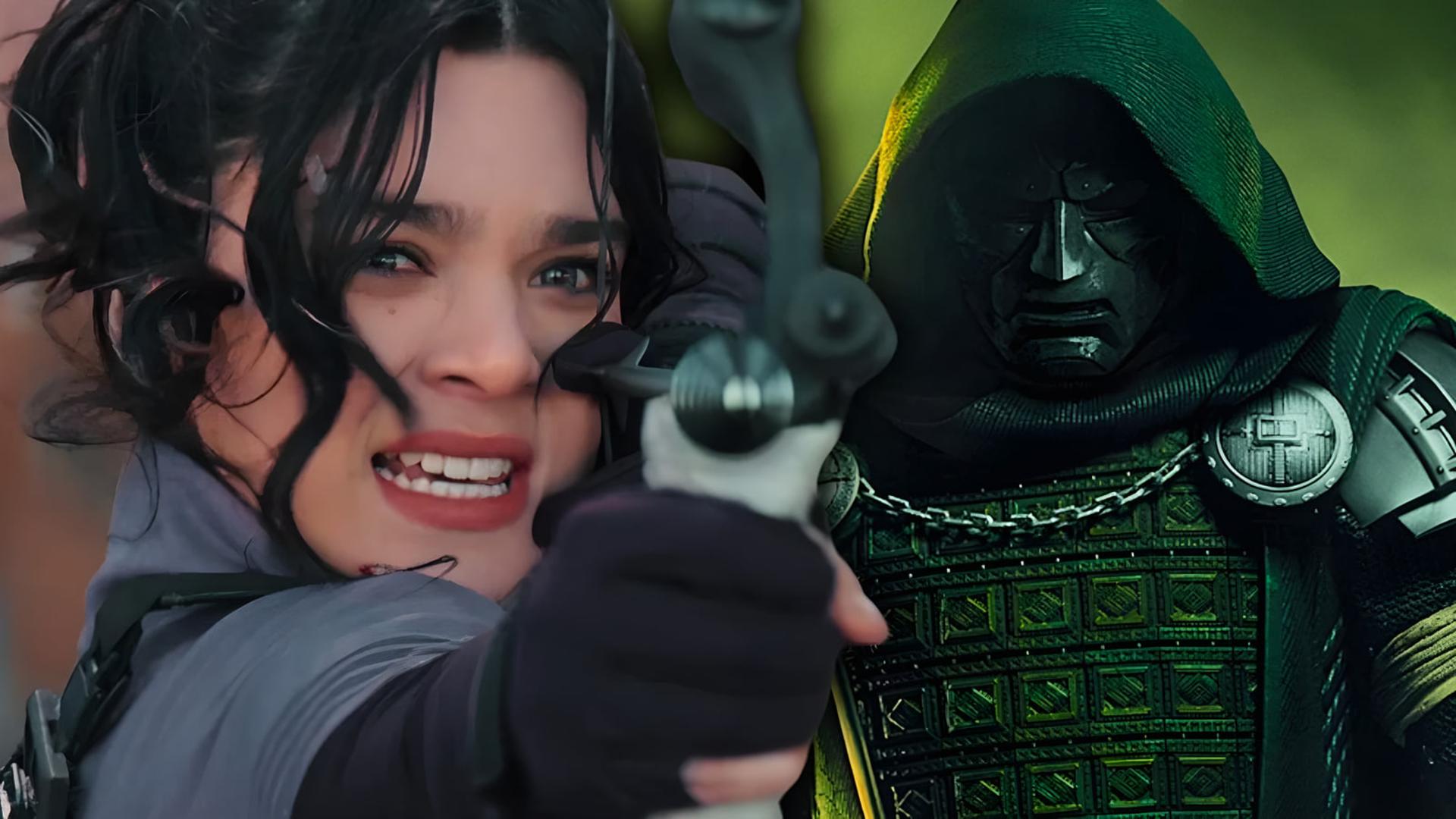کیت بیشاپ (Kate Bishop) با کمان در کنار شخصیت دکتر دووم (Doctor Doom)