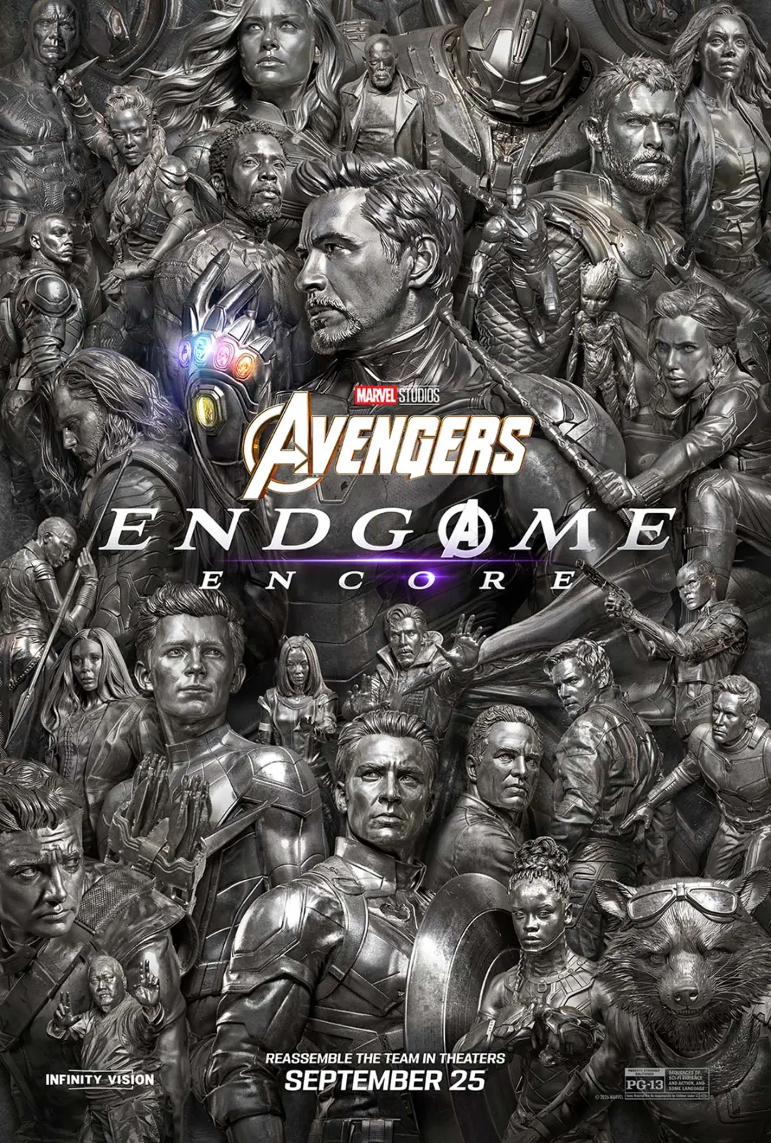 شخصیت‌های فیلم انتقام‌جویان پایان بازی (Avengers: Endgame) در یک پوستر سیاه و سفید