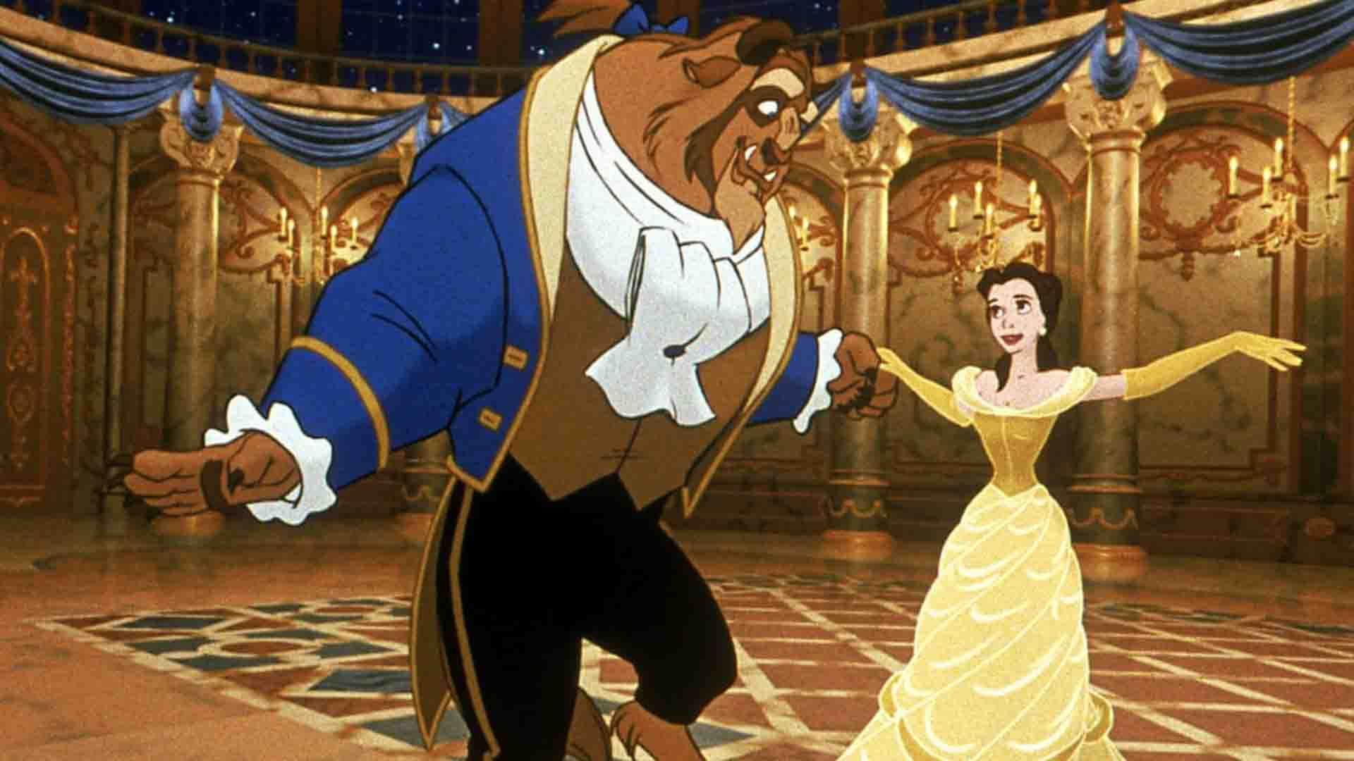 شخصیت بل و دیو در حال رقص در انیمیشن Beauty And The Beast
