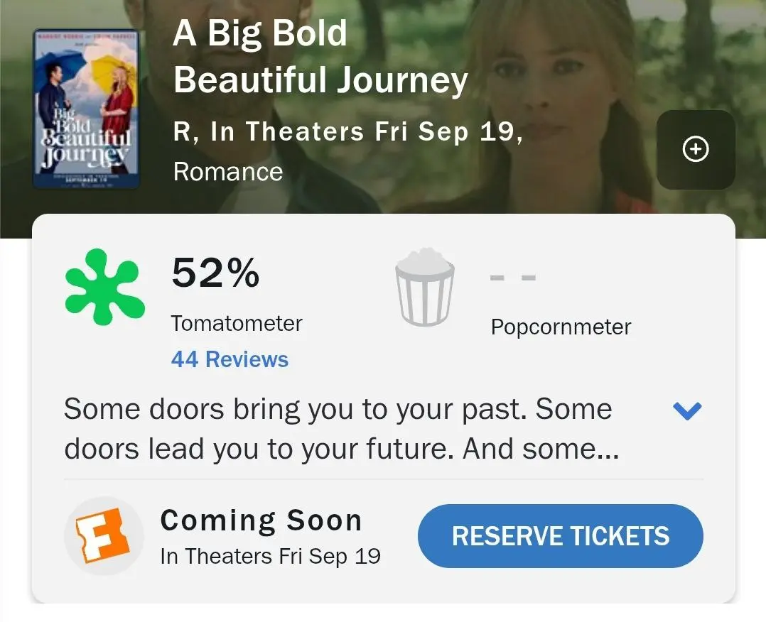 نمرات راتن تومیتوز فیلم A Big Bold Beautiful Journey