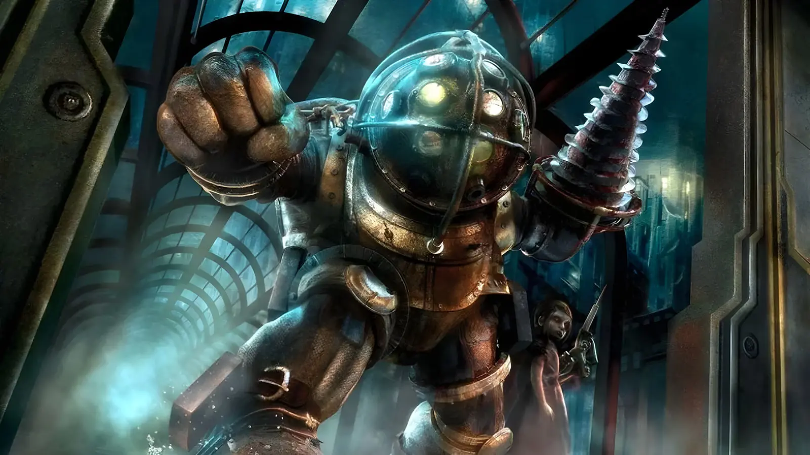 شخصیت بیگ مانستر (Big Daddy) در محیط زیرآبی بازی BioShock