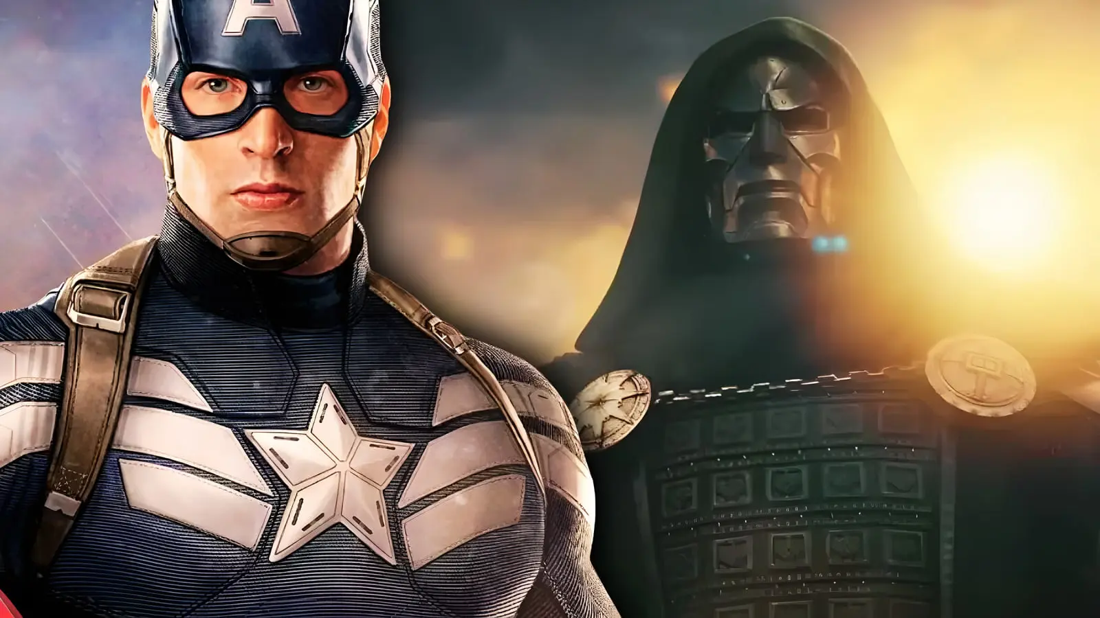 کاپیتان آمریکا (Captain America) در کنار شخصیت دکتر دووم (Doctor Doom) در تیزر فیلم Avengers Doomsday