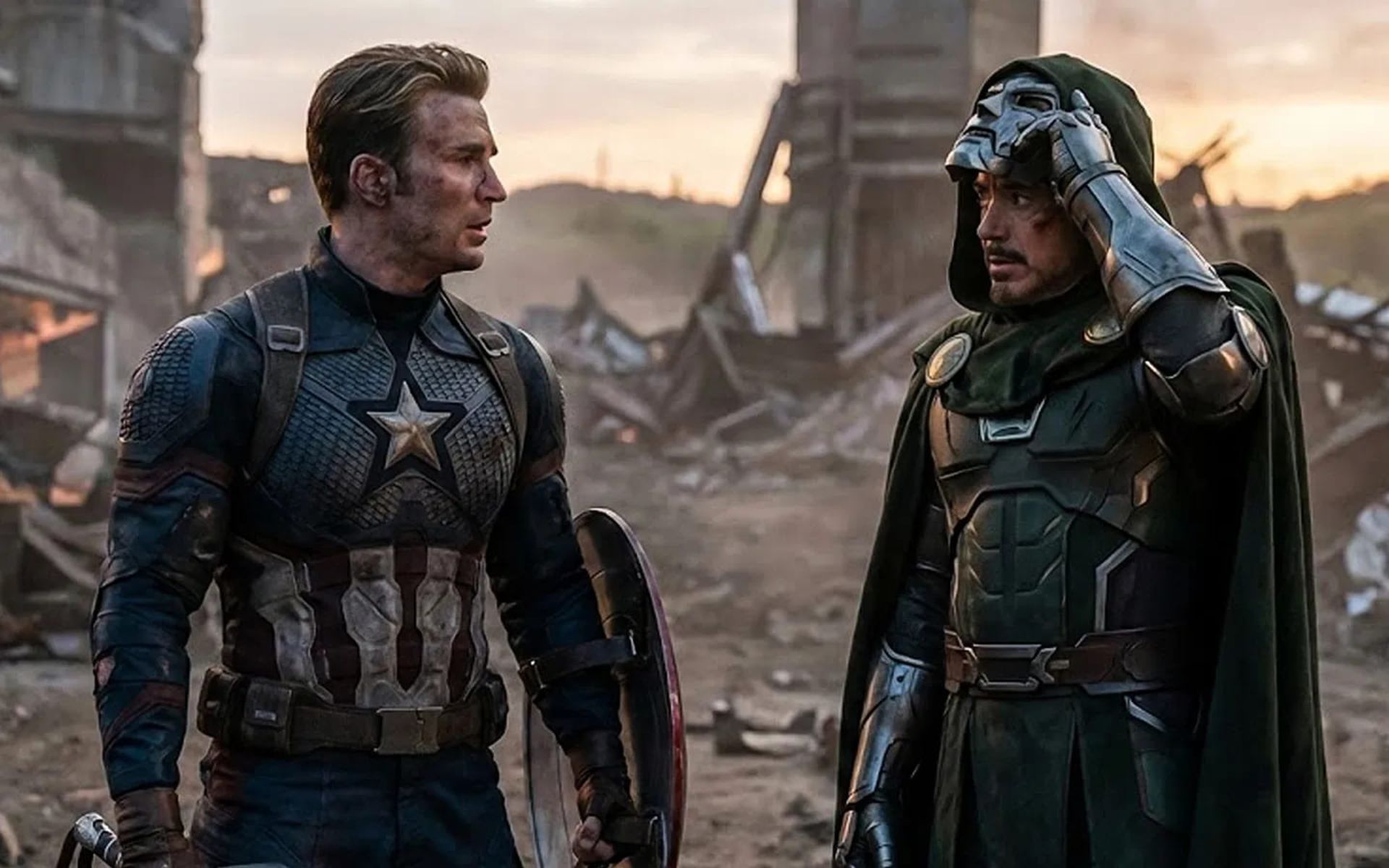 دکتر دووم و کاپیتان آمریکا در طرح مفهومی فیلم Avengers: Doomsday