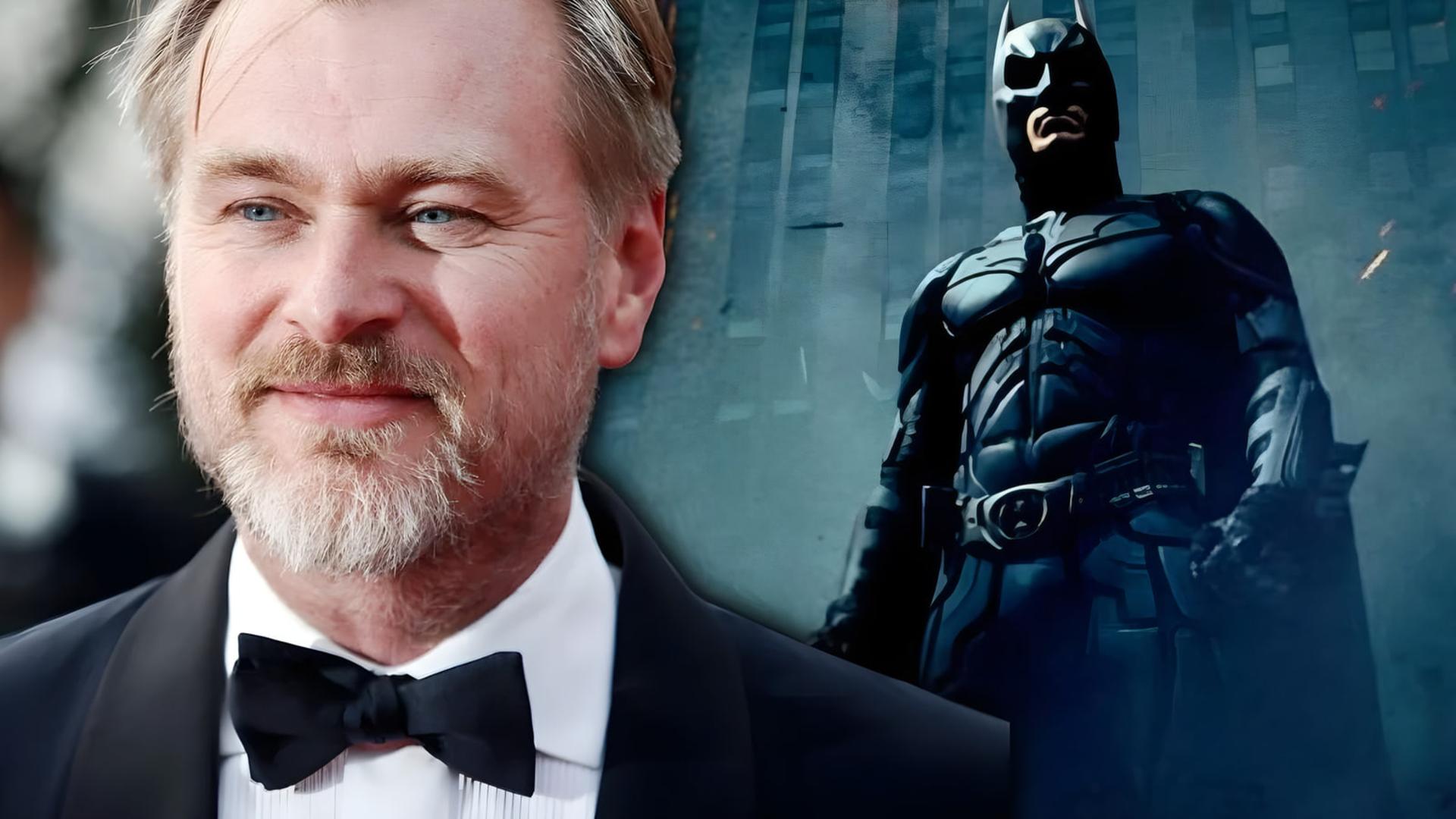 چهره کریستوفر نولان (Christopher Nolan) در کنار شخصیت بتمن (Batman)