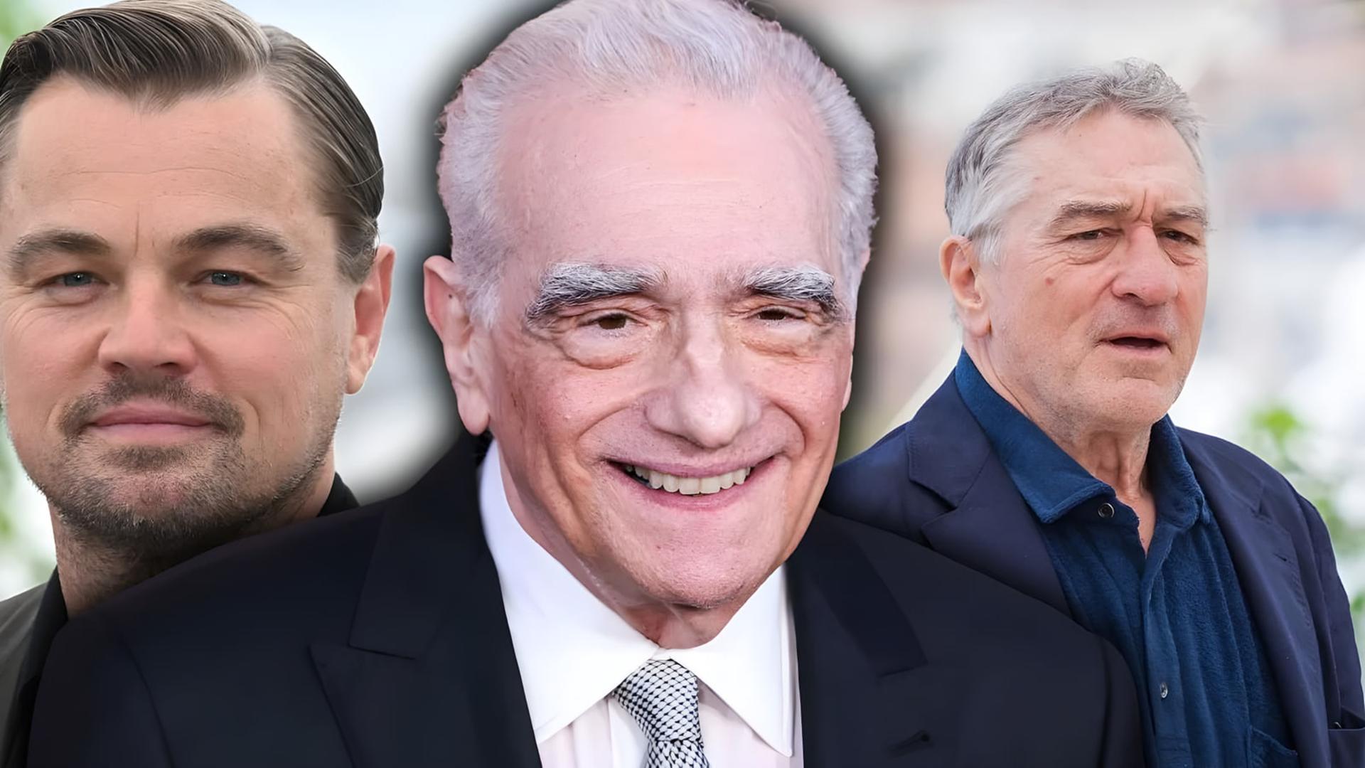 چهره‌های مارتین اسکورسیزی (Martin Scorsese)، لئوناردو دی‌کاپریو (Leonardo DiCaprio) و رابرت دنیرو (Robert De Niro) در یک قاب