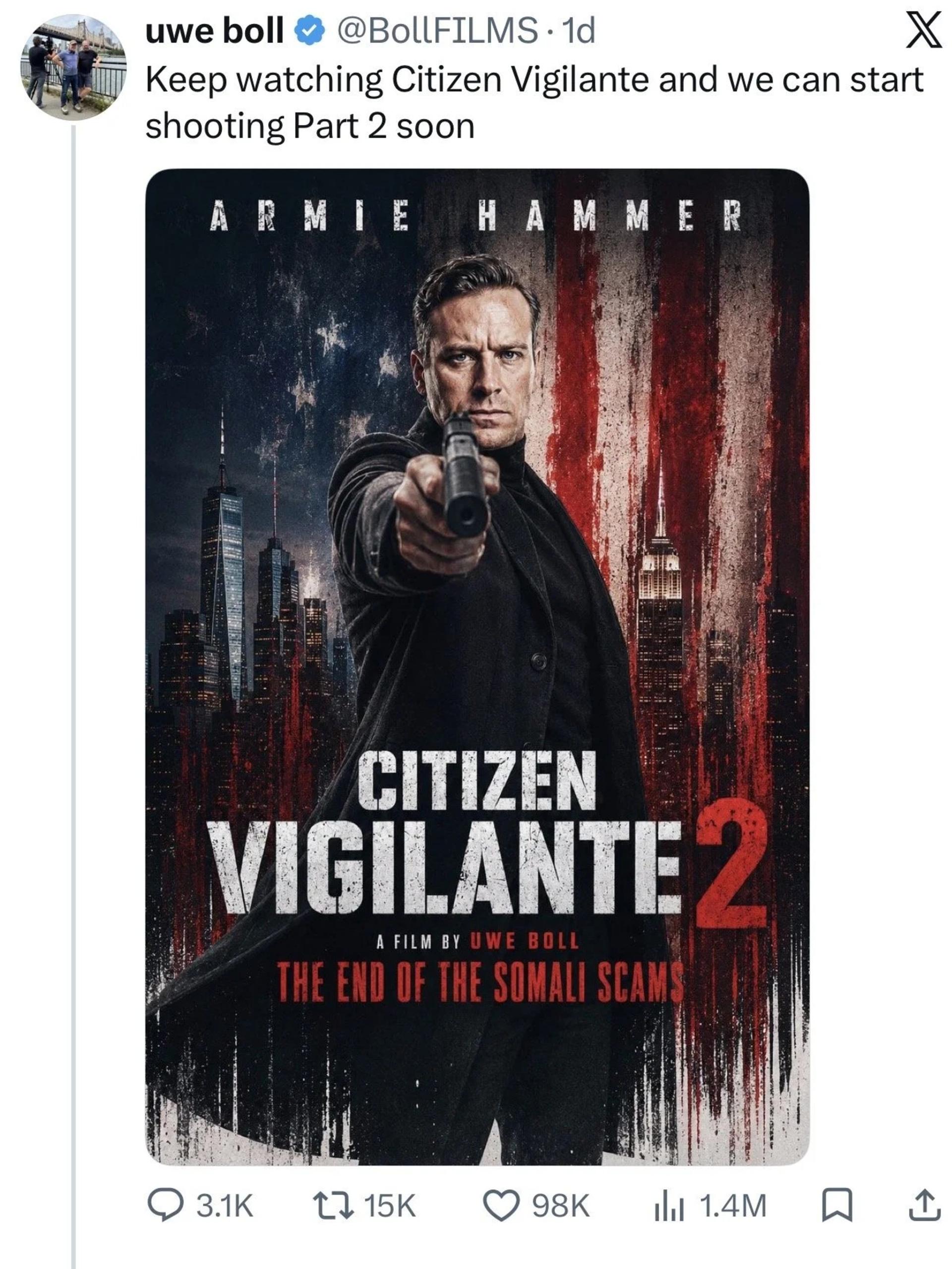 توییت پوستر قسمت دوم Citizen Vigilante