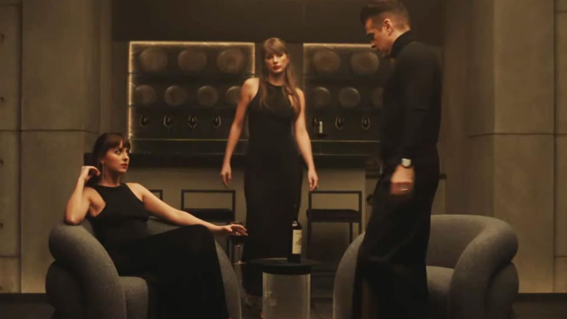 تیلور سوئیفت (Taylor Swift)، کالین فارل (Colin Farrell) و داکوتا جانسون (Dakota Johnson) در صحنه موزیک‌ویدئو