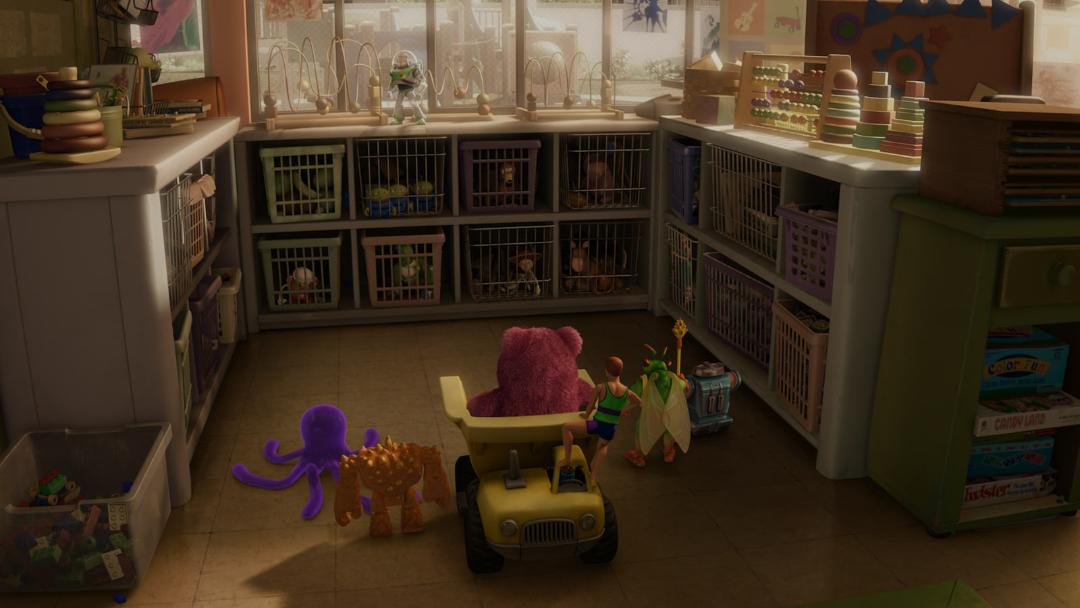شخصیت‌های انیمیشن داستان اسباب‌ بازی ۳ (Toy Story 3) در اتاق اسباب‌بازی‌ها