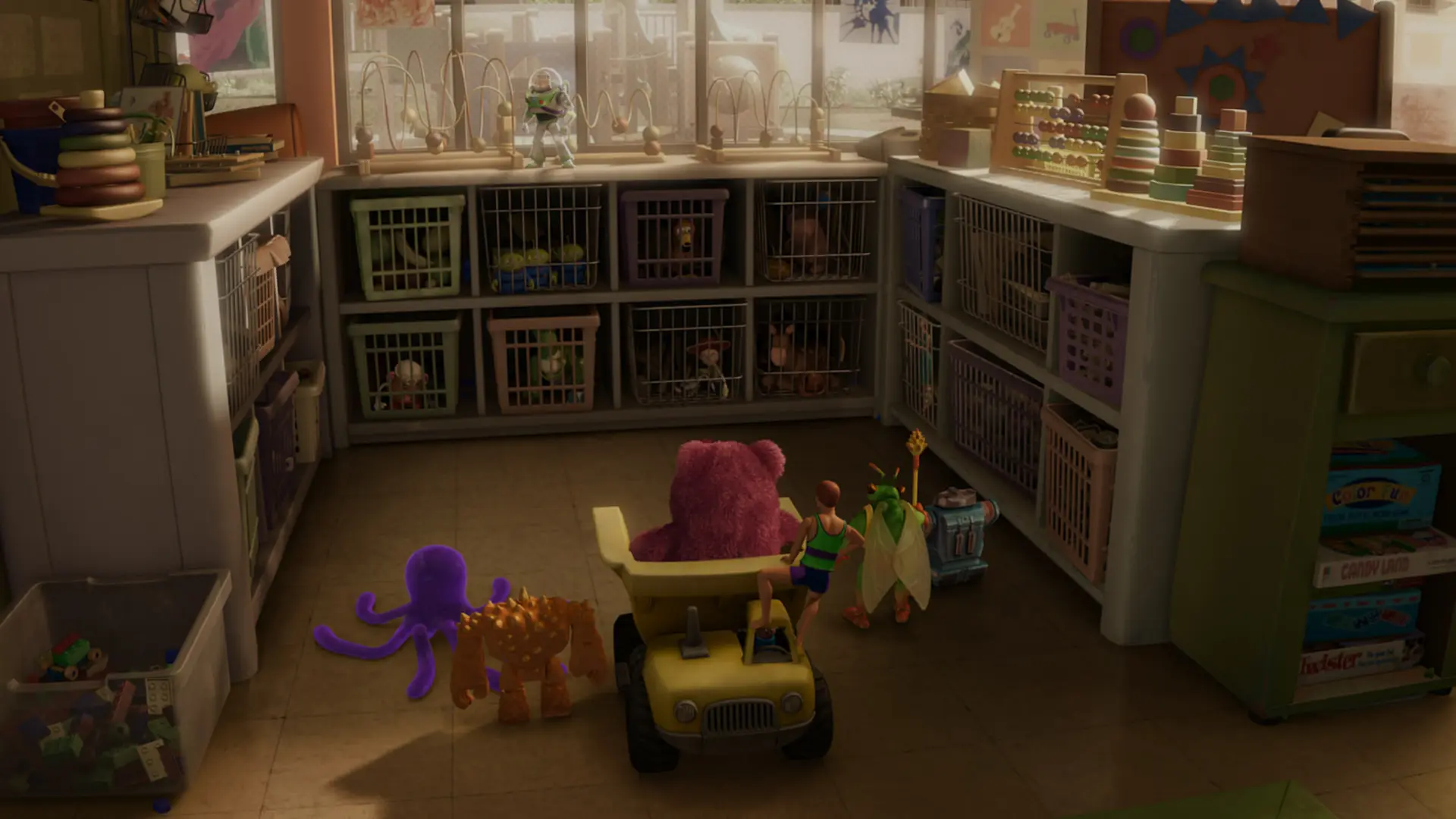شخصیت‌های انیمیشن داستان اسباب‌ بازی ۳ (Toy Story 3) در اتاق اسباب‌بازی‌ها