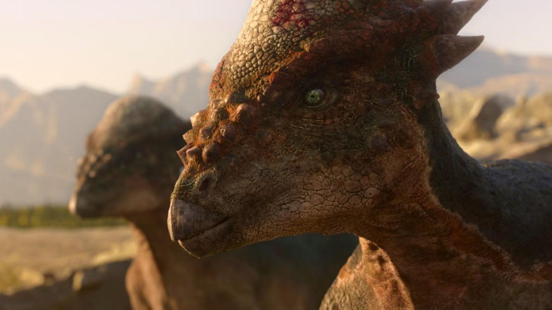 دو دایناسور در محیط کوهستانی در مستند دایناسورها (The Dinosaurs)