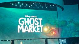 لوگوی انیمیشن Ghost Market (Ghost Market) از استودیو دیزنی پیکسار (Disney Pixar) روی نمایشگر بزرگ