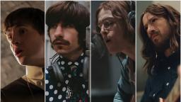 بازیگران فیلم بازسازی جلد آلبوم ابی‌رود (Abbey Road) در صحنه فیلم‌برداری