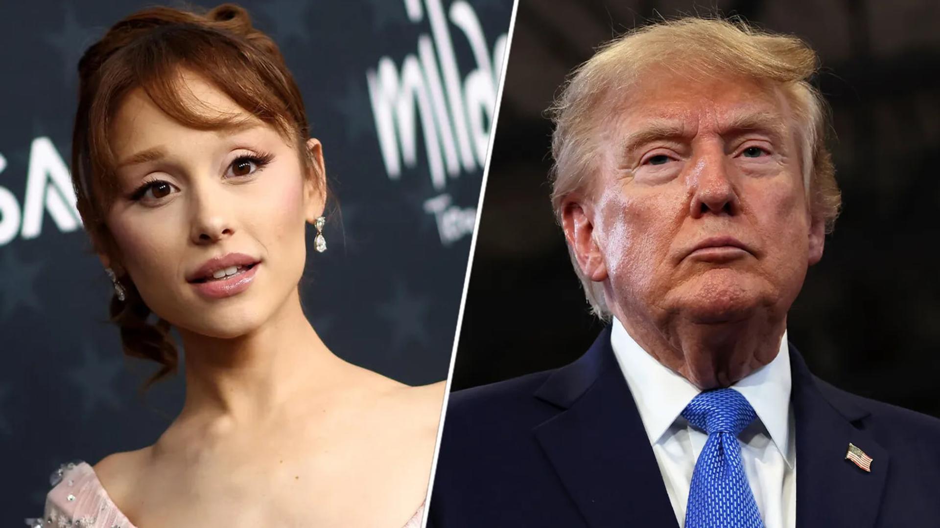 چهره آریانا گرانده (Ariana Grande) در کنار دونالد ترامپ (Donald Trump)
