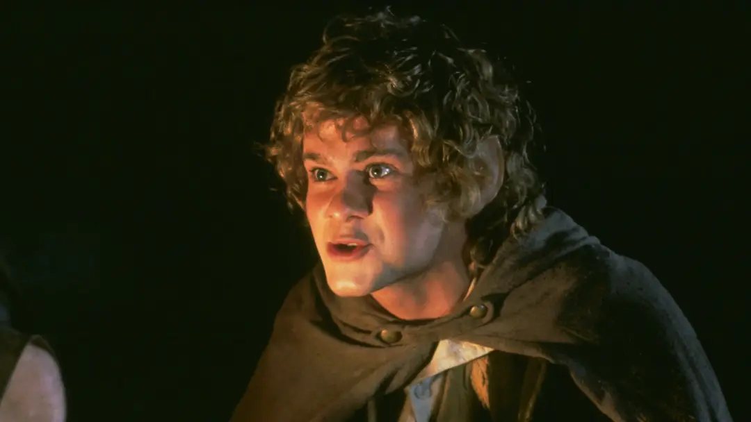 مری (Merry) با چهره‌ای هیجان‌زده در فیلم ارباب حلقه‌ها (The Lord of the Rings)