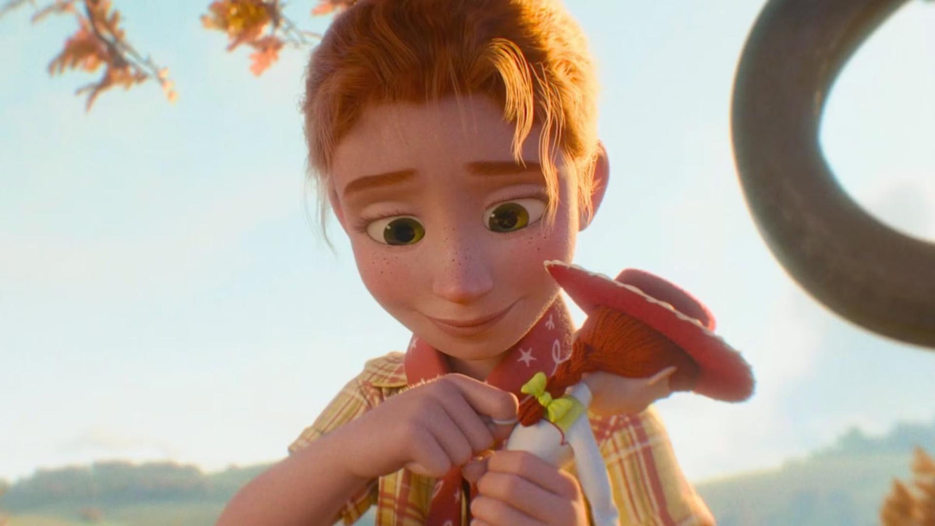 دختربچه امیلی (Emily) در حال بازی با عروسک جسی (Jessie) در انیمیشن Toy Story 5
