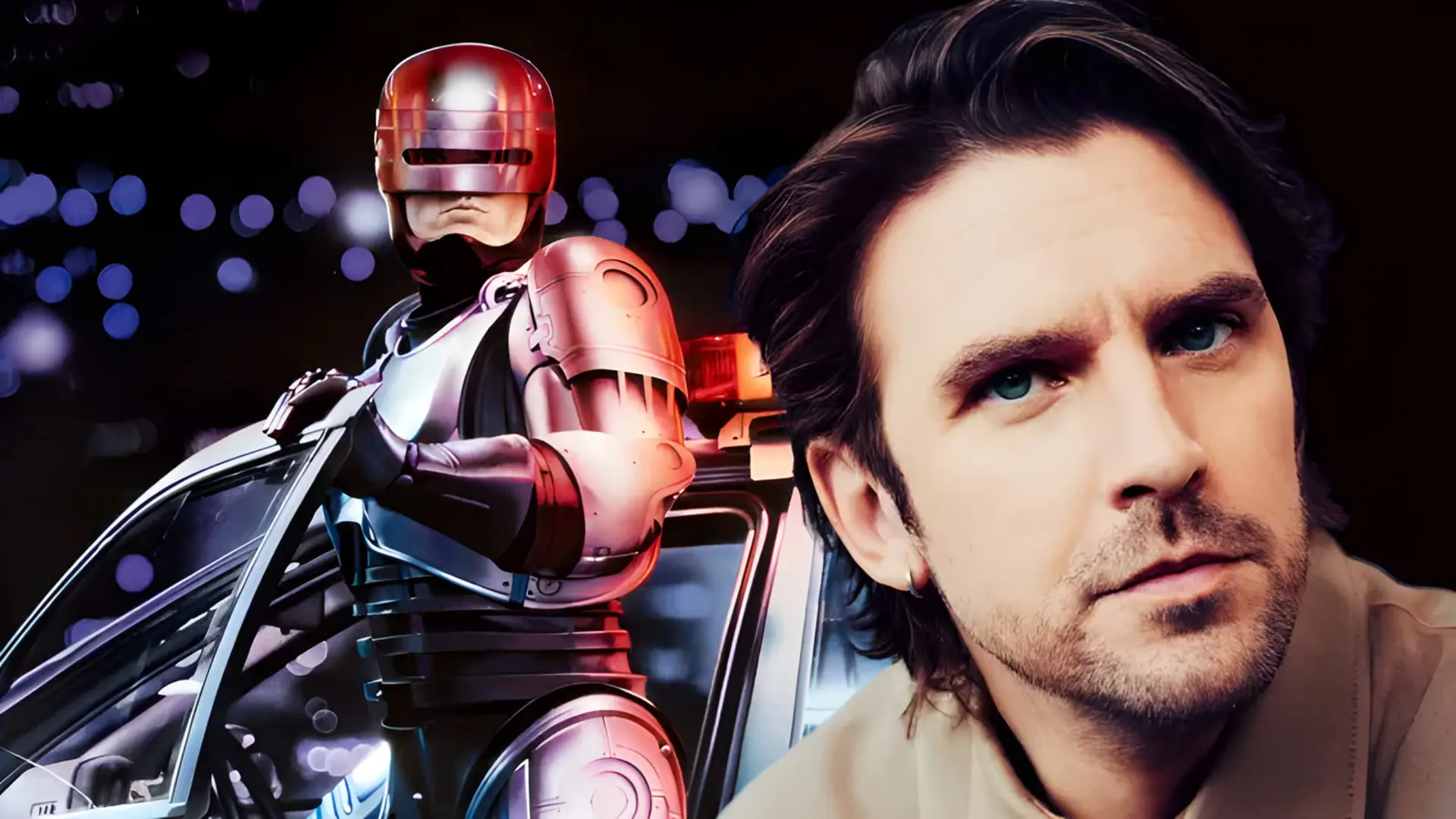 چهره بازیگر جدید در کنار شخصیت رباتیک پلیس آهنی (RoboCop)