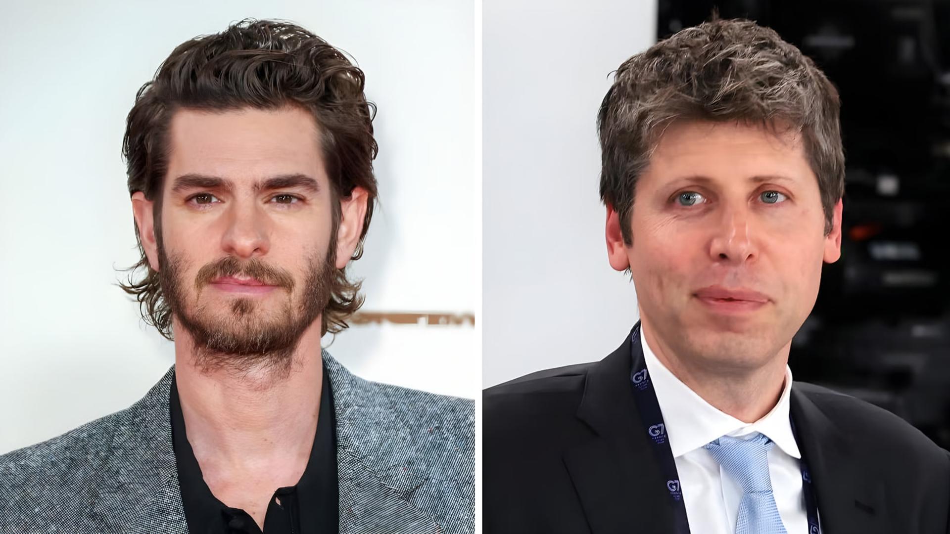 چهره اندرو گارفیلد (Andrew Garfield) در کنار سم آلتمن (Sam Altman)