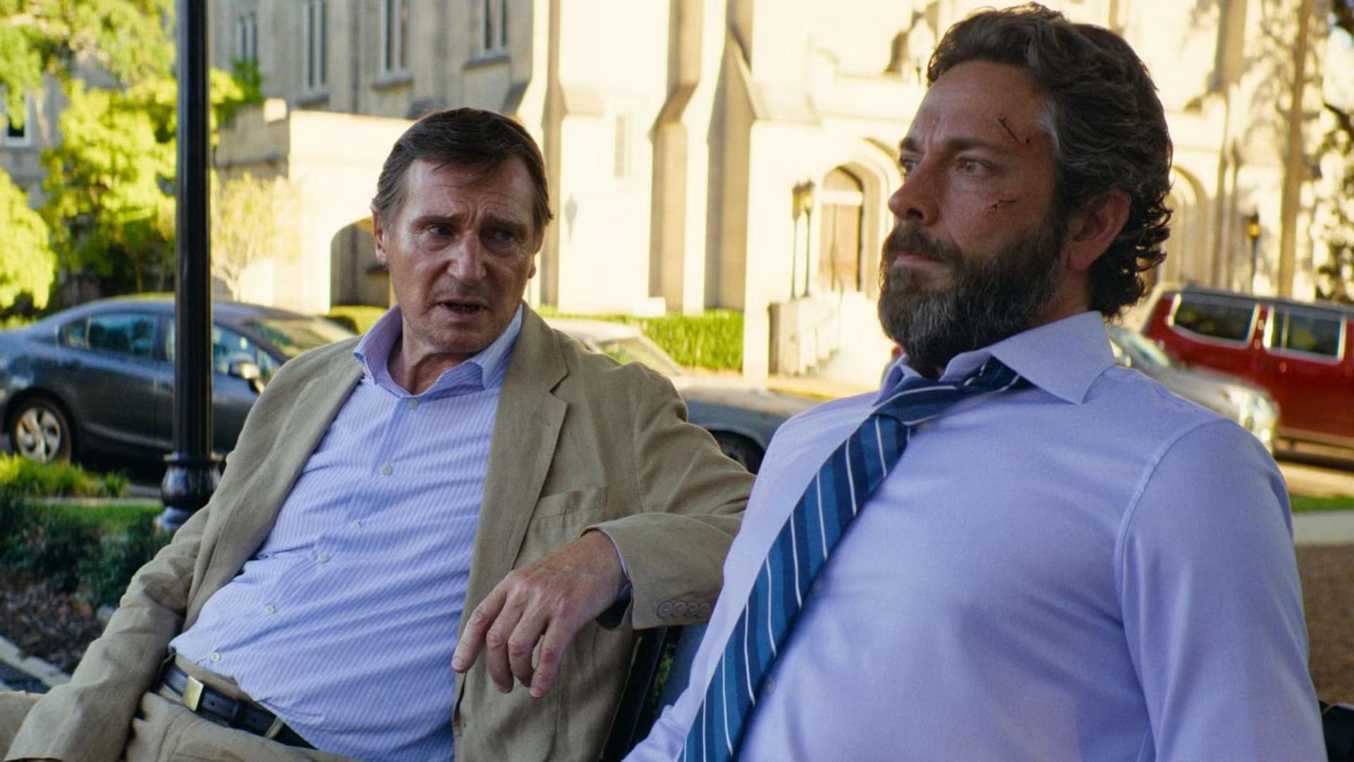 لیام نیسون (Liam Neeson) و بازیگر مقابل در صحنه‌ای از فیلم The Fix