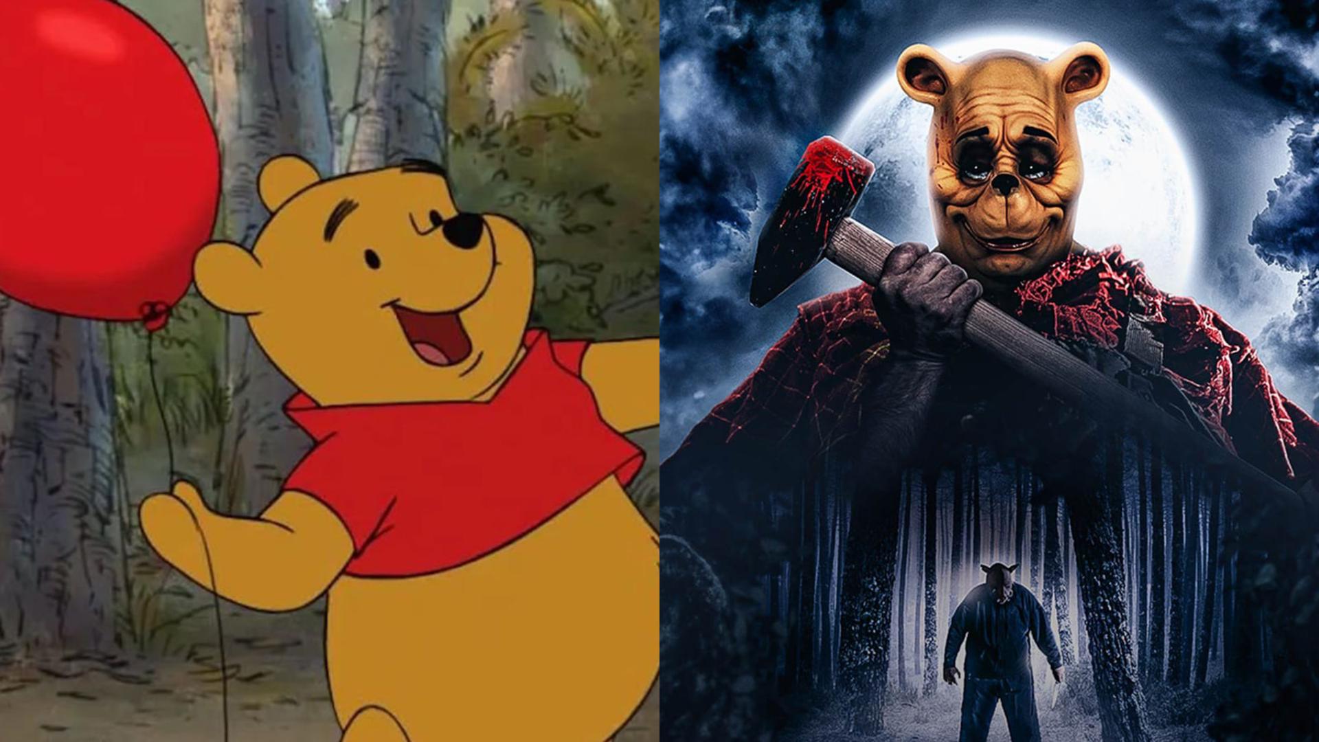 شخصیت وینی‌پو (Winnie the Pooh) در دو حالت کارتونی و ترسناک با پتک