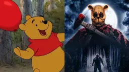 شخصیت وینی‌پو (Winnie the Pooh) در دو حالت کارتونی و ترسناک با پتک