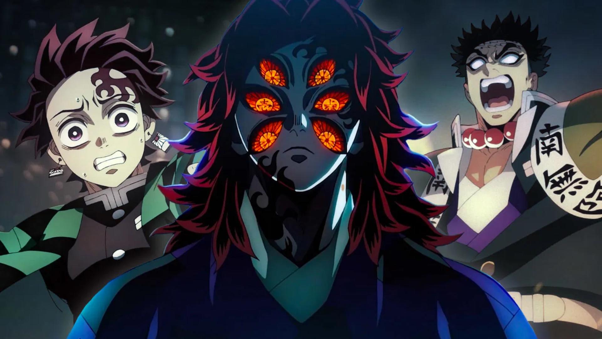 شخصیت‌های انیمه شیطان‌کش (Demon Slayer) در برابر یک دشمن با چشم‌های متعدد