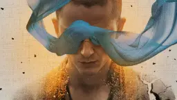چهره مردی با پارچه‌ای آبی رنگ که چشمان او را پوشانده است