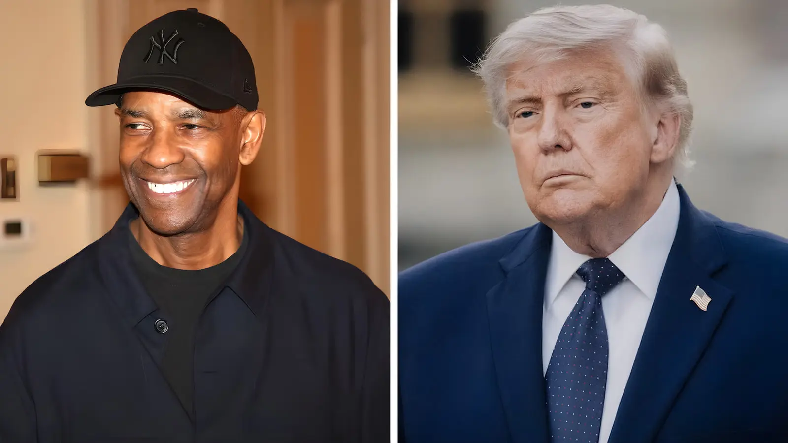 چهره دنزل واشنگتن (Denzel Washington) و دونالد ترامپ (Donald Trump) در کنار هم