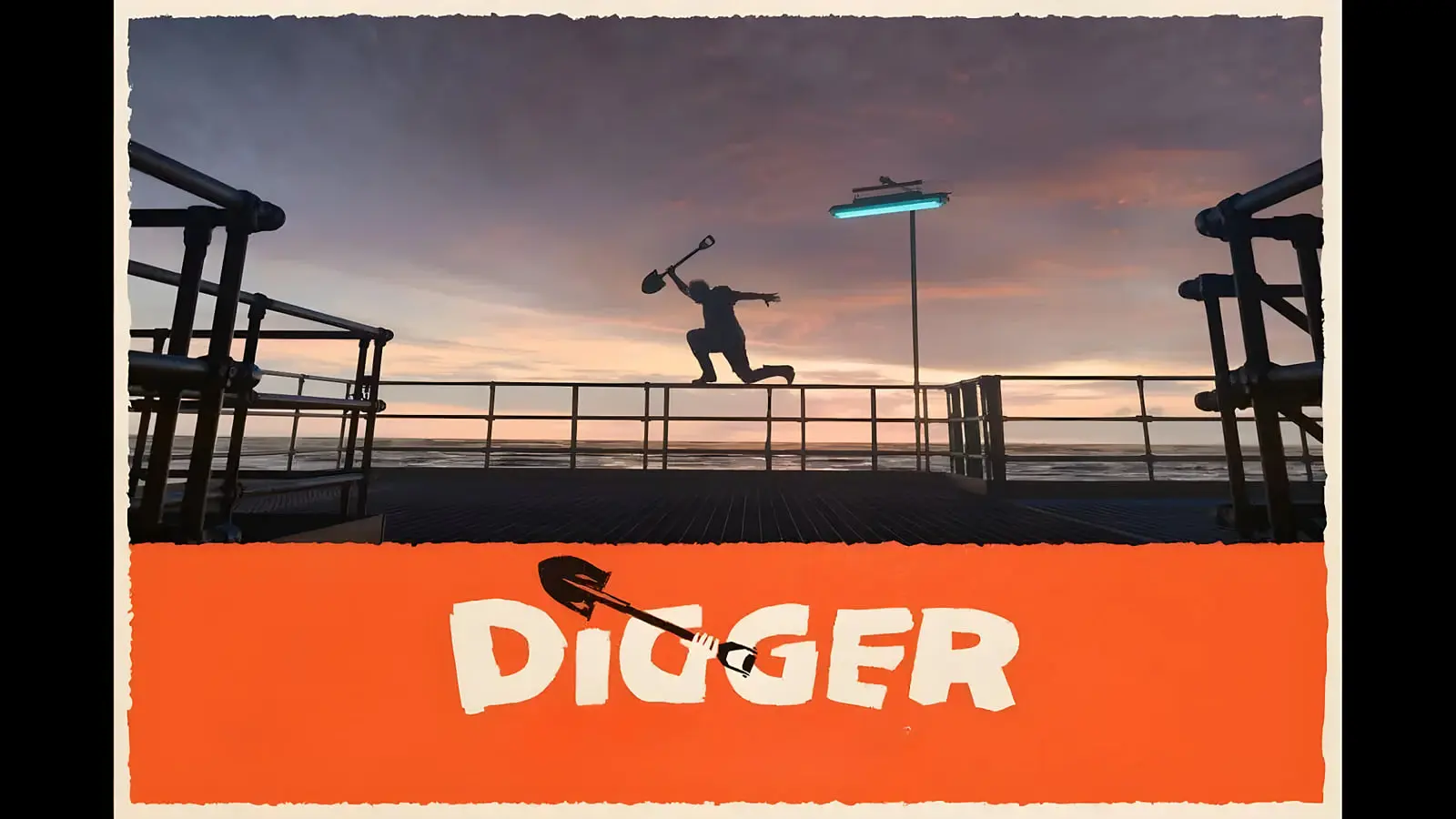 سایه تام کروز با بیل در حال پریدن در پوستر فیلم دیگر (Digger)