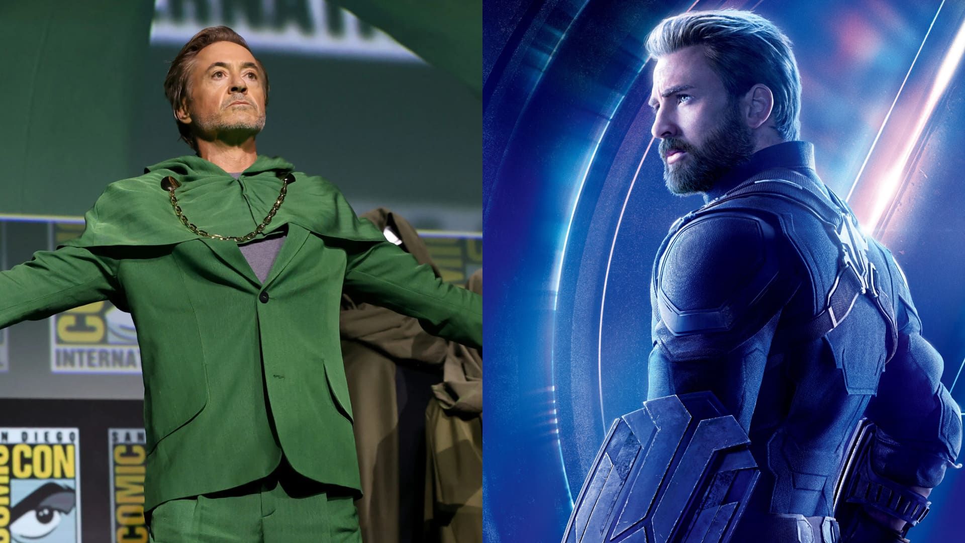 دکتر دووم رابرت داونی جونیور و کاپیتان آمریکا کریس ایوانز