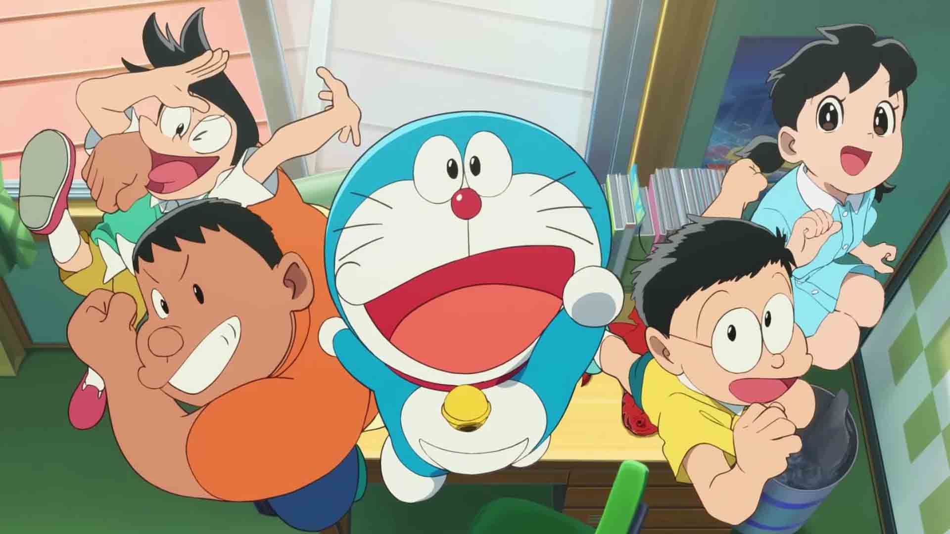 نوبیتا و دورامون و دوستانش در انیمیشن Doraemon: Nobita's Art World Tales