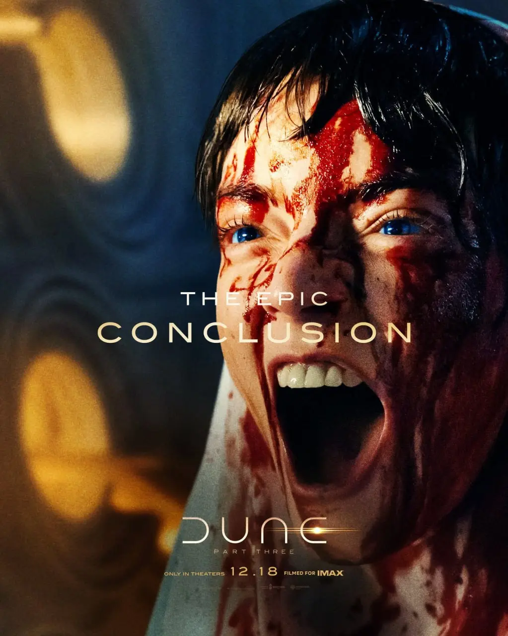 چهره آنیا تیلور جوی با آثار خون در پوستر فیلم Dune Part Three