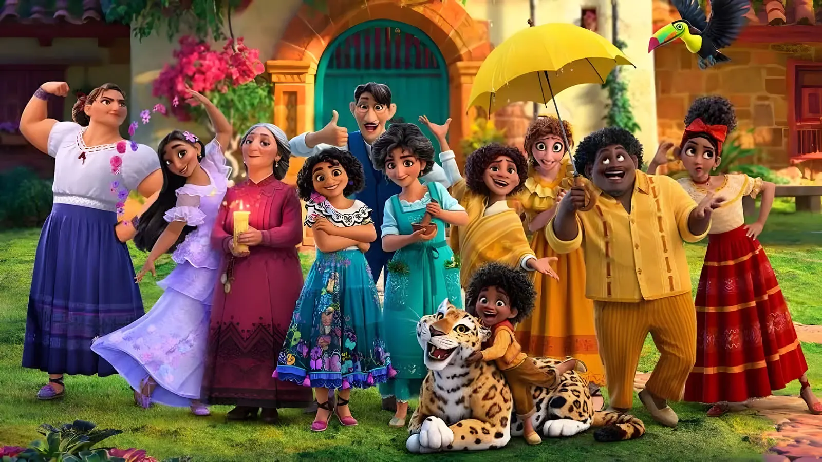 خانواده مادریگال (Madrigal) در فضای باز در انیمیشن انکانتو (Encanto)