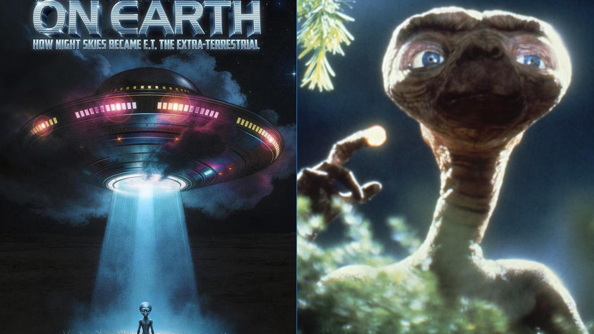 صحنه پرواز بشقاب‌پرنده و چهره شخصیت ای تی (E.T. the Extra-Terrestrial)