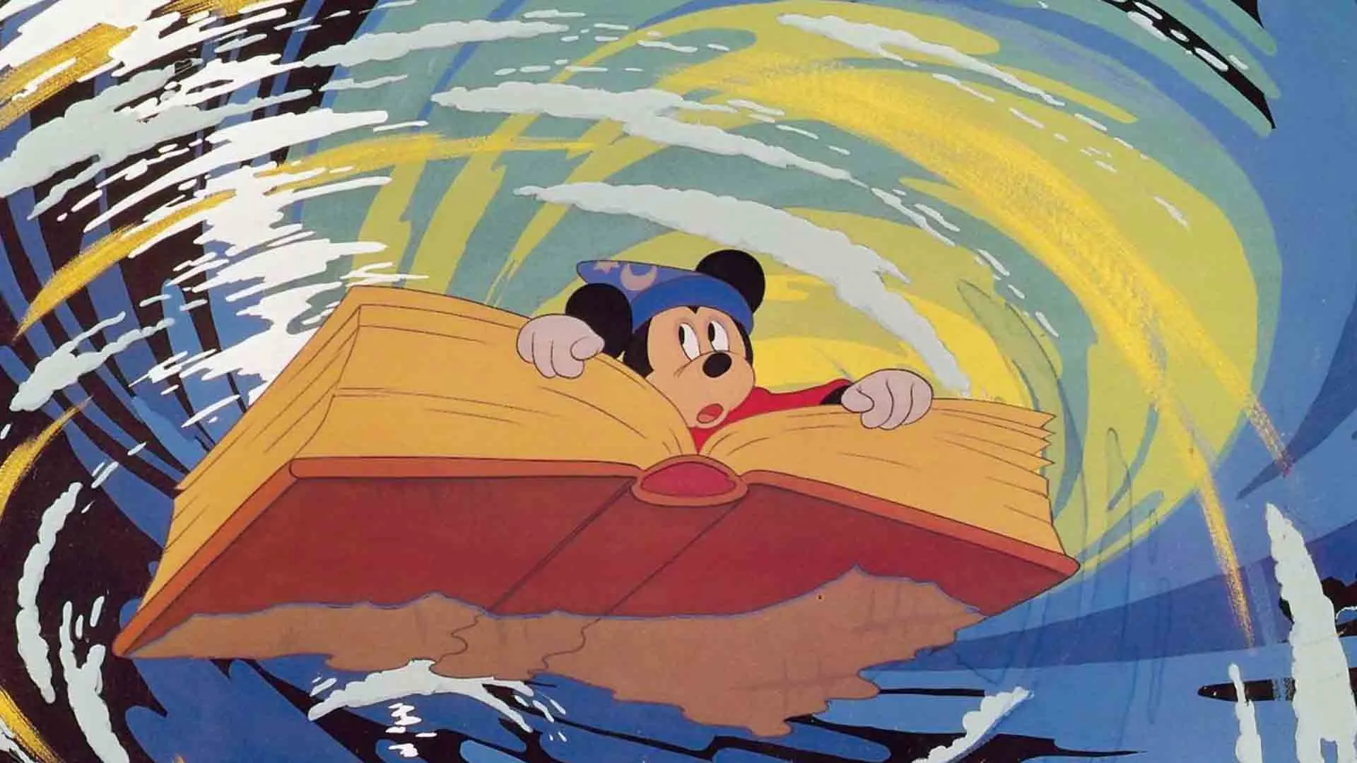 میکی ماوس روی یک کتاب در انیمیشن Fantasia