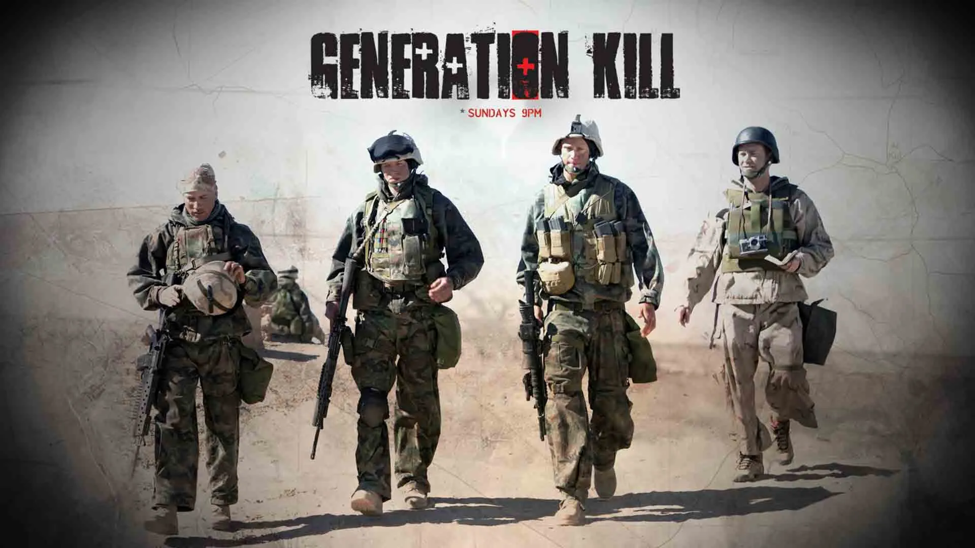 چهار بازیگر سریال Generation Kill در لباس جنگی