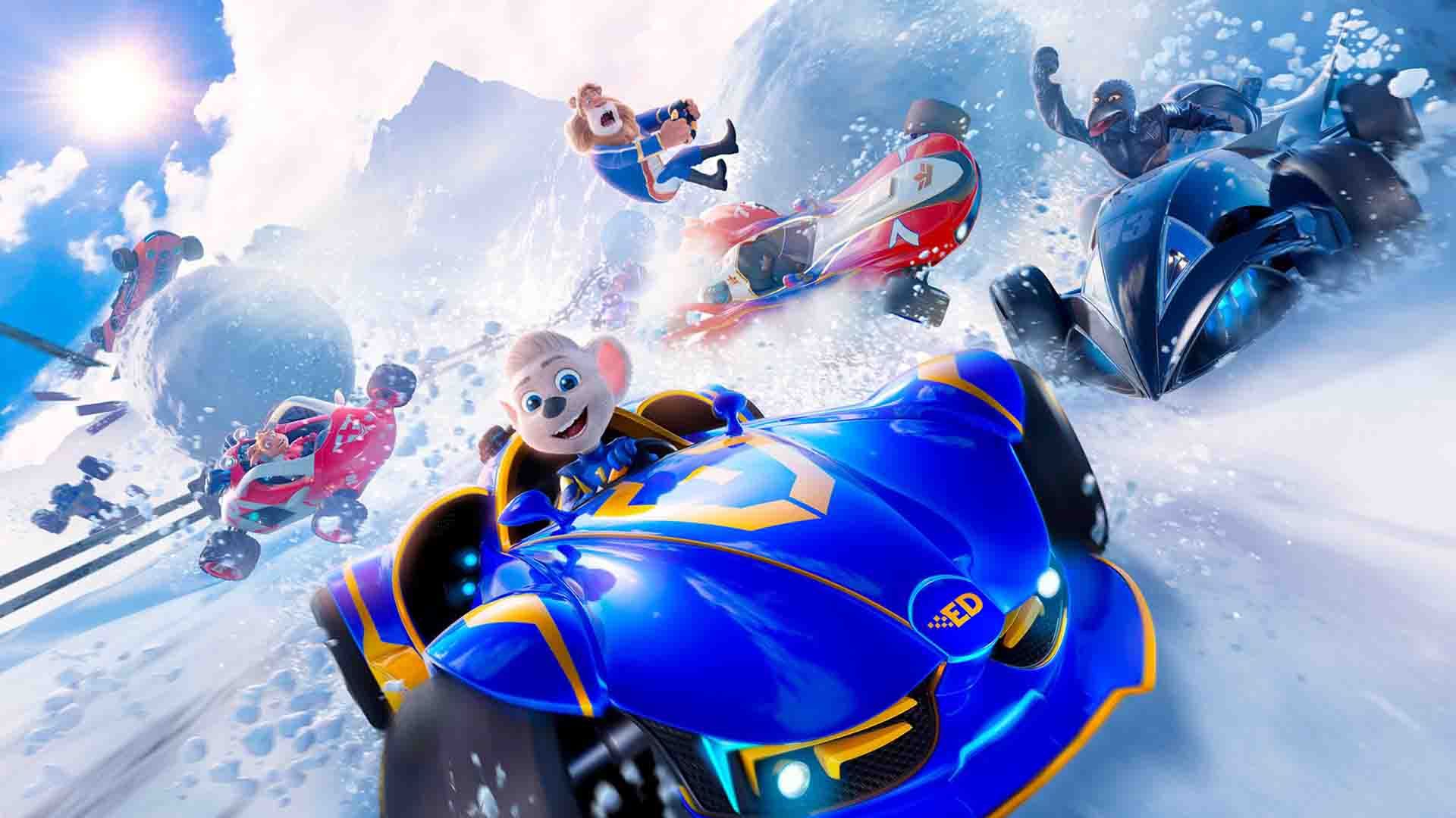 مسابقه ماشین‌سواری بین کاراکترهای انیمیشن Grand Prix of Europe در برف