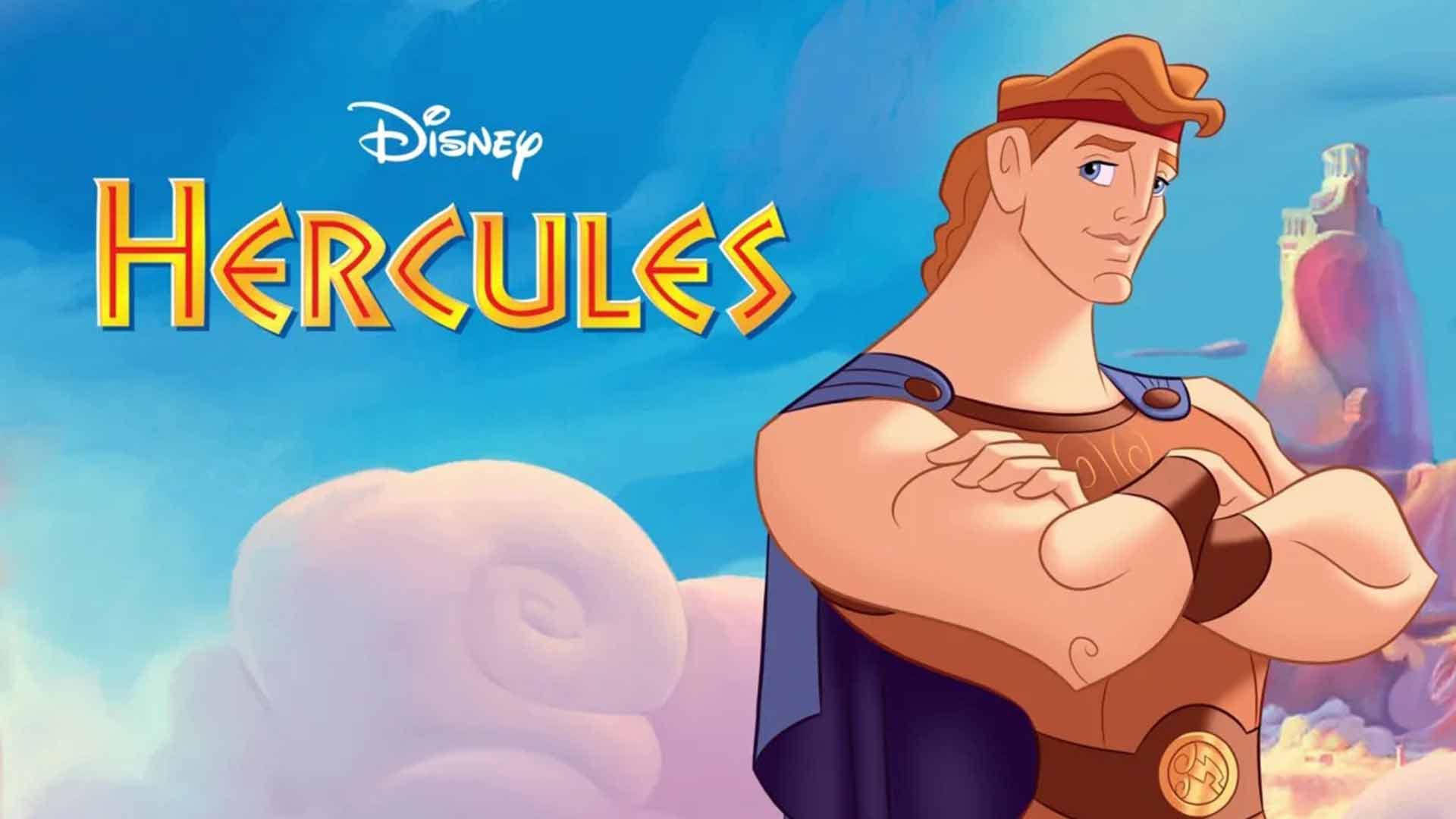 کاراکتر هرکول دست به سینه در کاور انیمیشن Hercules
