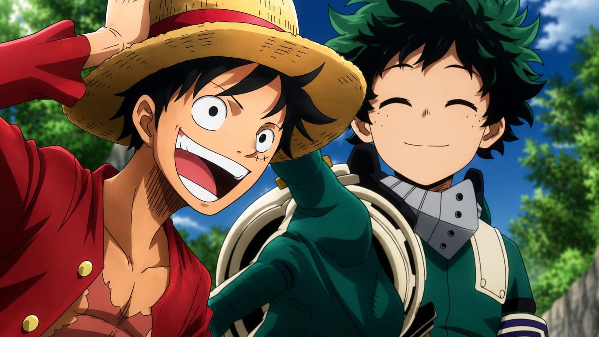 تصویر انیمه وان پیس و My Hero Academia
