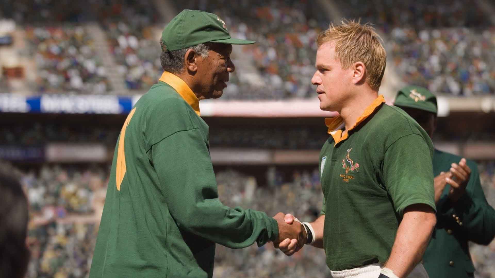 مورگان فریمن و مت دیمون در فیلم Invictus