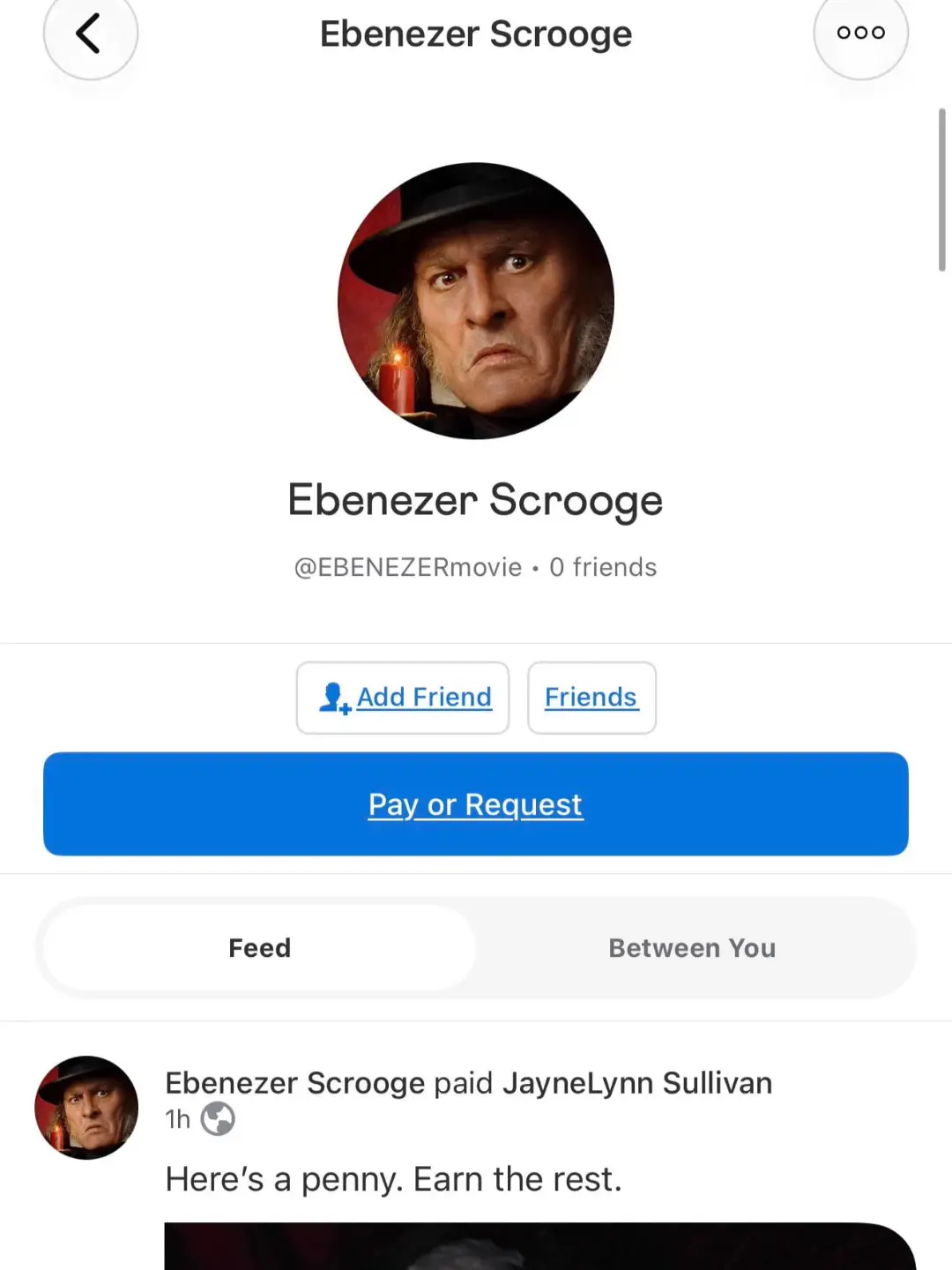 تصویر پروفایل شخصیت ایبنزر اسکروج (Ebenezer Scrooge) با چهره‌ای جدی