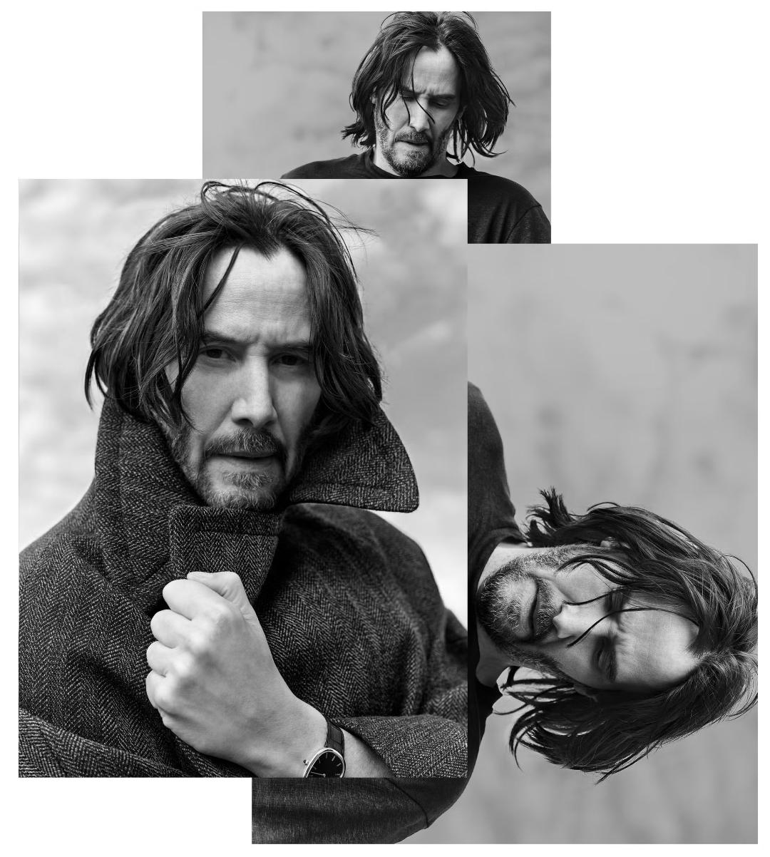 چهره کیانو ریوز (Keanu Reeves) در سه نمای مختلف سیاه و سفید