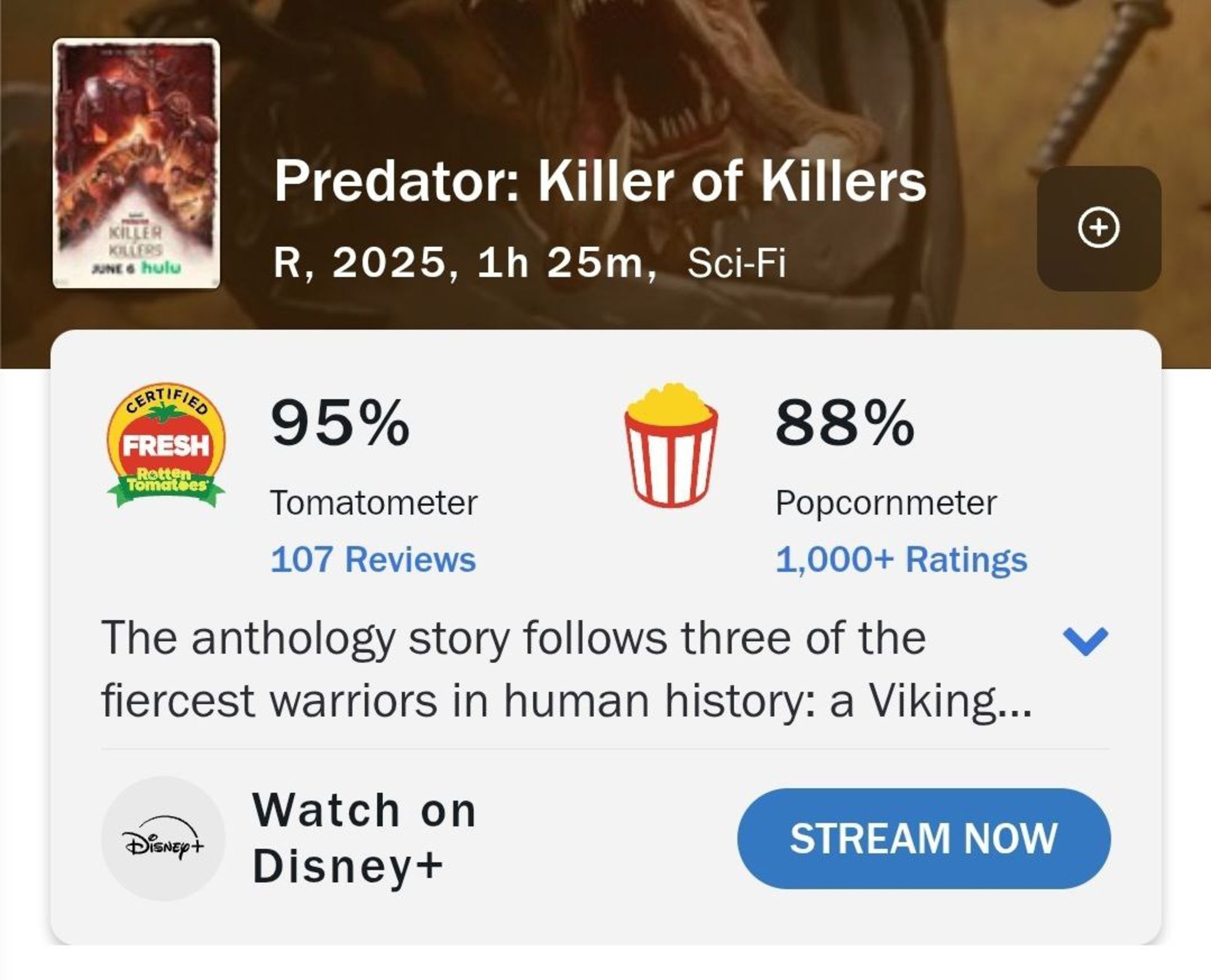 نمرات راتن تومیتوز انیمیشن Predator: Killer of Killers