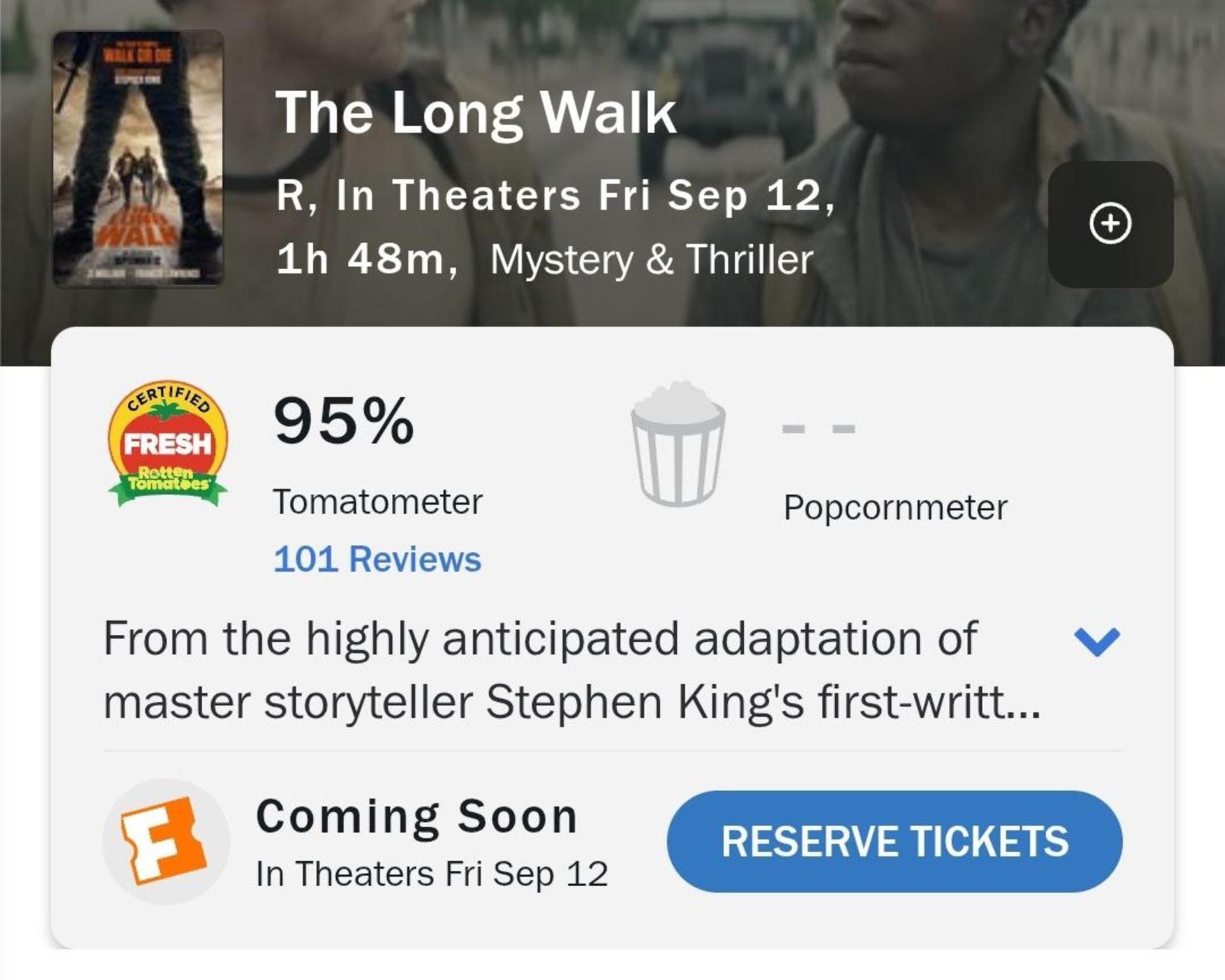 نمرات راتن تومیتوز فیلم The Long Walk
