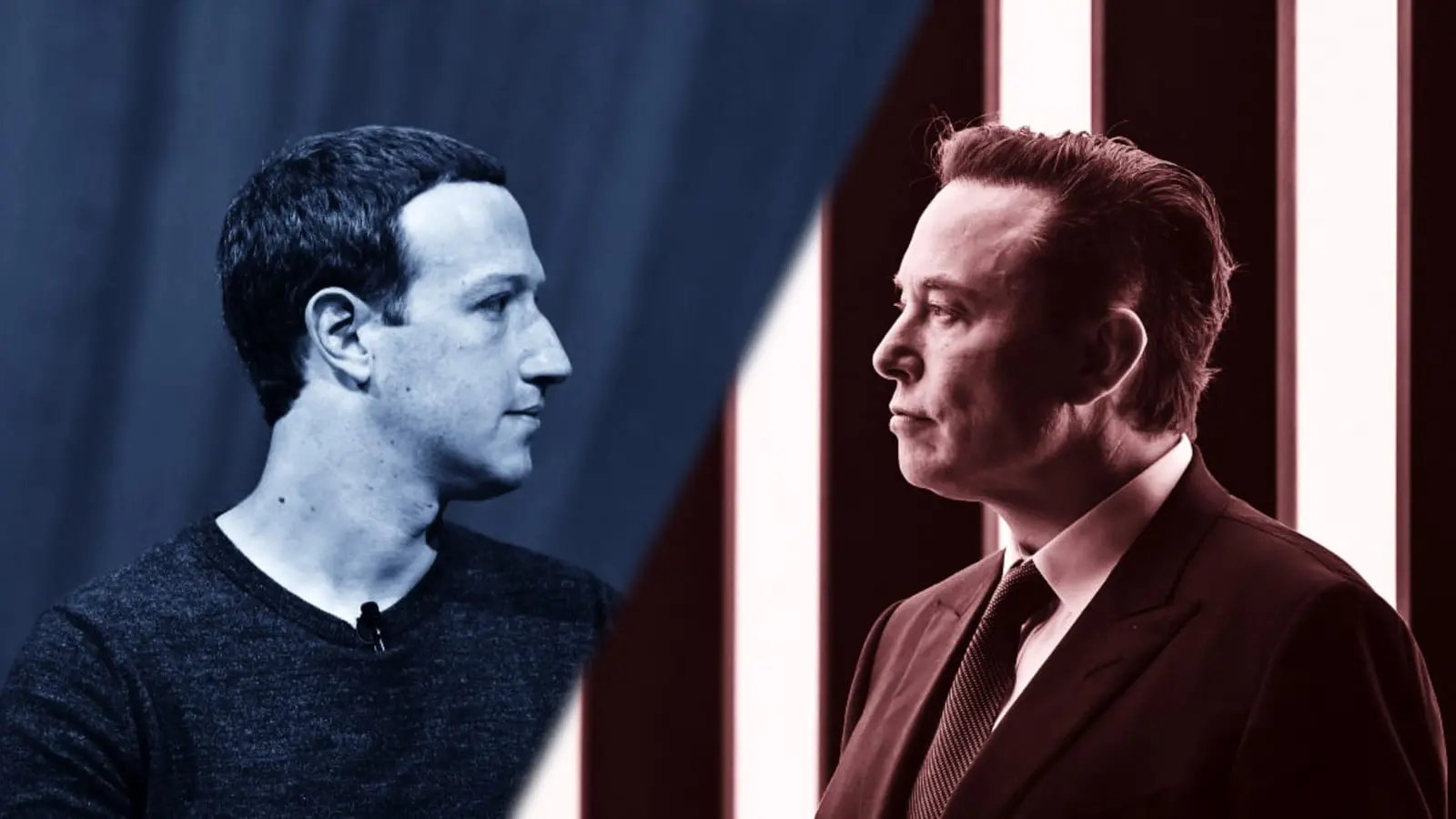 مارک زاکربرگ (Mark Zuckerberg) و ایلان ماسک (Elon Musk) در قاب تصویر رو به هم