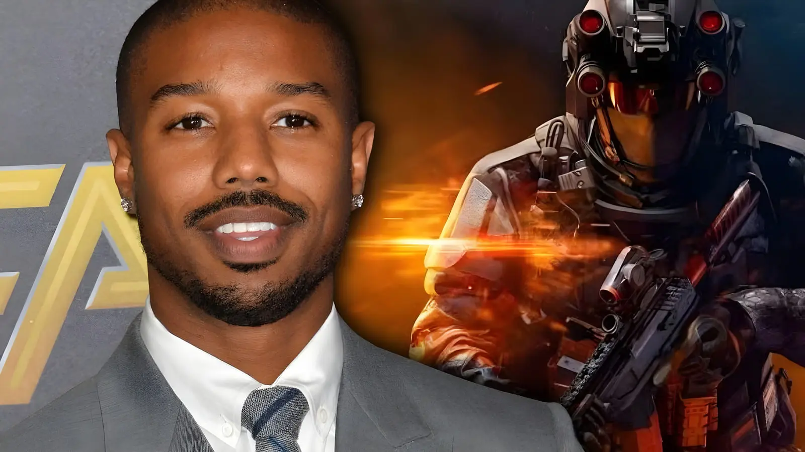 مایکل بی جردن (Michael B. Jordan) در کنار شخصیت بازی Battlefield