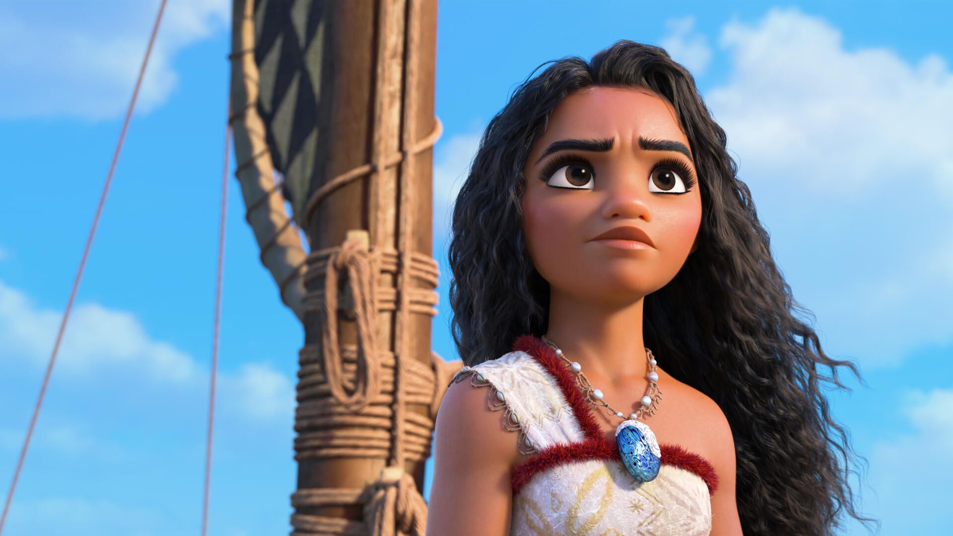 موانا در حال نگاه به دوردست در انیمیشن Moana 2