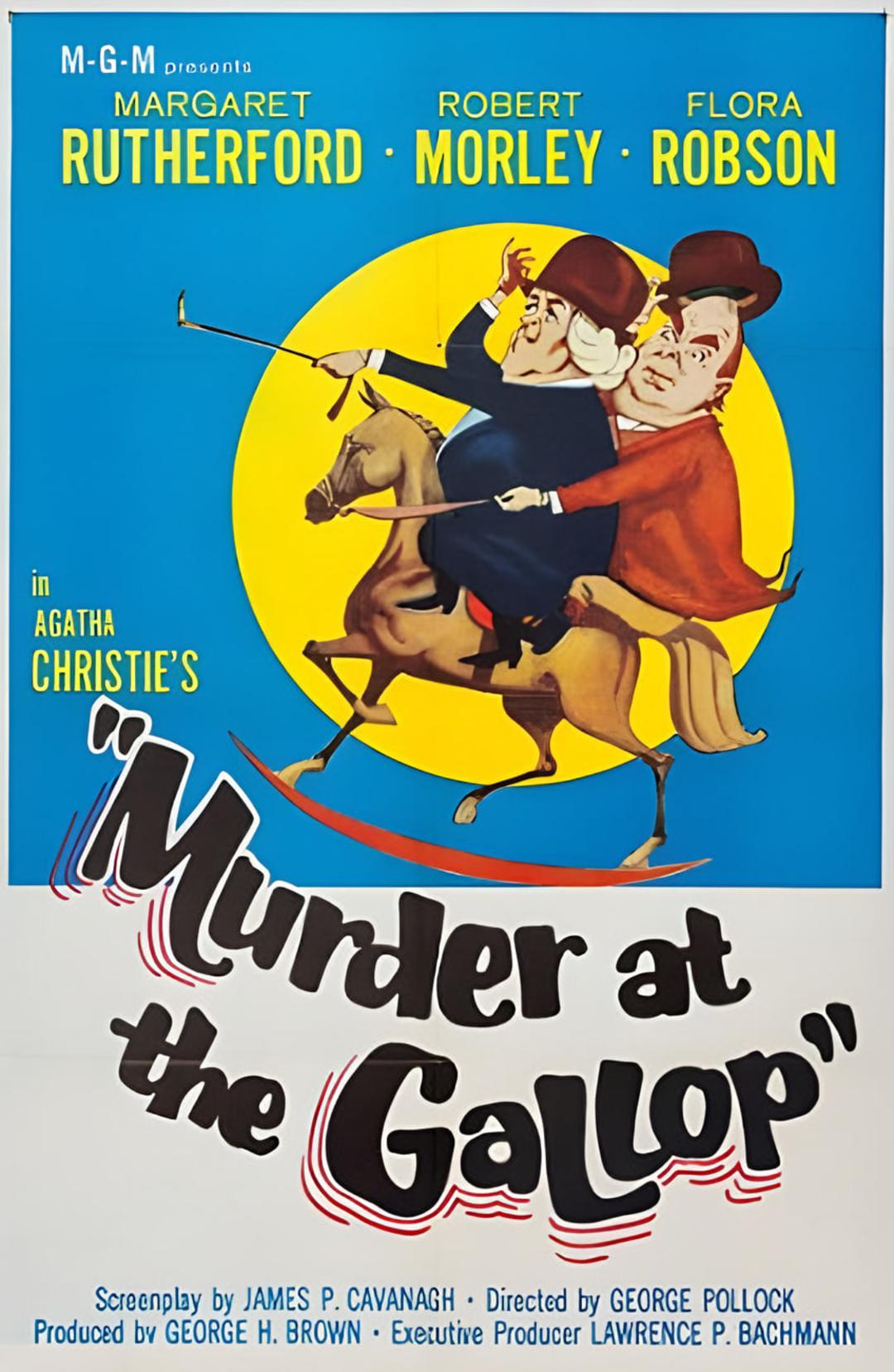 طرح کارتونی دو مرد سوار بر اسب در پوستر فیلم Murder at the Gallop